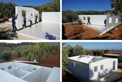 Builders installing LiteSIP building panels onsite Builders installing LiteSIP building panels onsite