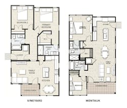 Vineyard (left) And Montauk (right) Detached Starter Home Floor Plans In The Indigo Cottages Community Vineyard (left) And Montauk (right) Detached Starter Home Floor Plans In The Indigo Cottages Community