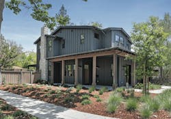 Exterior view of the 1905 Byron Street design for a small lot by Dahlin. Photo: Tour Space Exterior view of the 1905 Byron Street design for a small lot by Dahlin. Photo: Tour Space