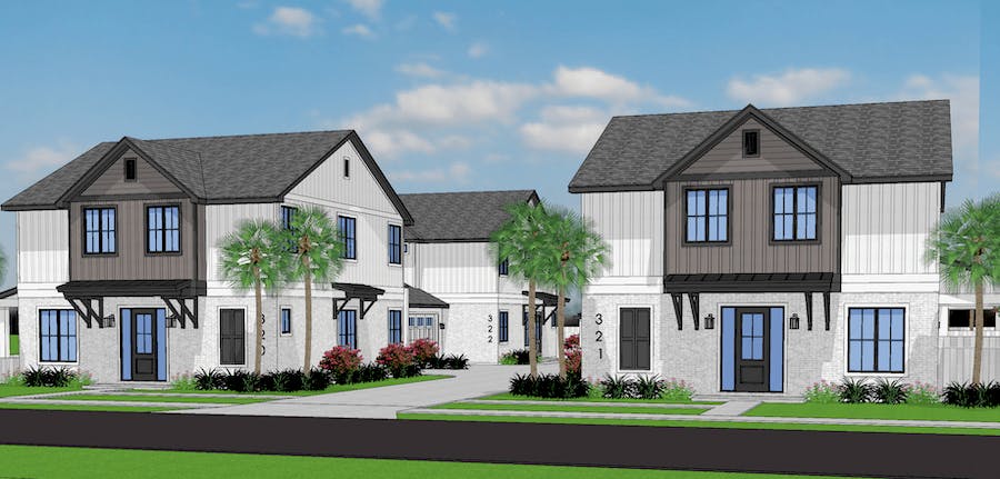 Exterior View Of Tandem Duplex Homes