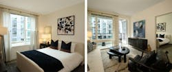 Affordable housing unit bedroom and living room Affordable housing unit bedroom and living room
