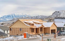 A single-family home under construction in the Utah mountains A single-family home under construction in the Utah mountains