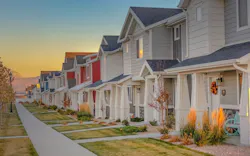 A row of newly constructed homes
