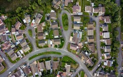 An aerial view of a residential area An aerial view of a residential area