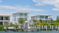 View of waterfront luxury vacation homes in Florida