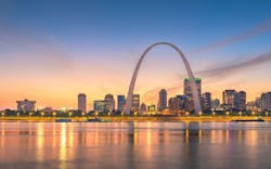 View of St. Louis skyline during sunset View of St. Louis skyline during sunset