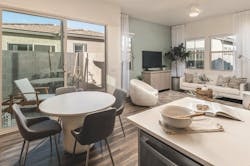 Open-plan living space and kitchen in a single-family build-to-rent home at The Havenly. Open-plan living space and kitchen in a single-family build-to-rent home at The Havenly.