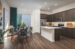 Kitchen and dining space in a single-family build-to-rent home at The Havenly. Kitchen and dining space in a single-family build-to-rent home at The Havenly.