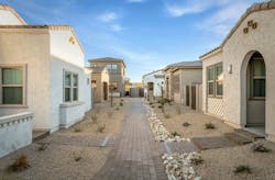 The paseo meandering walk through The Havenly community of build-to-rent homes. The paseo meandering walk through The Havenly community of build-to-rent homes.