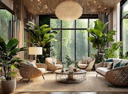 Home interior using biophilic design and natural materials Home interior using biophilic design and natural materials