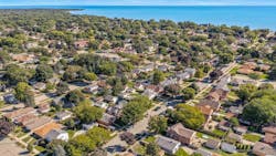 Aerial view of homes in Racine, Wis. Aerial view of homes in Racine, Wis.