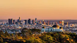 Los Angeles skyline at sunset