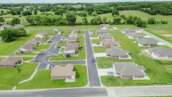 Homes in Oklahoma in a low-density suburb where land is less expensive. Homes in Oklahoma in a low-density suburb where land is less expensive.