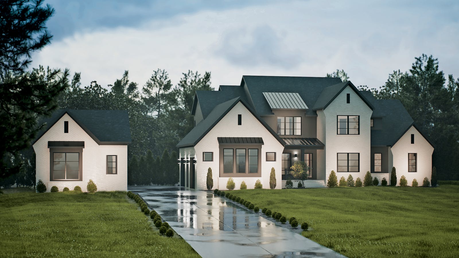 Front elevation of The Sedgewick luxury home designed by GMD Design.