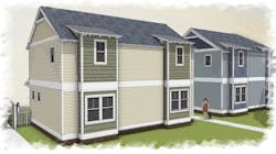 Rear elevation of The Hampton build-to-rent single-family homes Rear elevation of The Hampton build-to-rent single-family homes