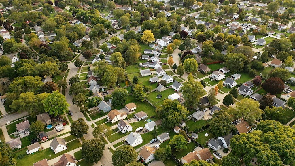 Aerial view of residential area