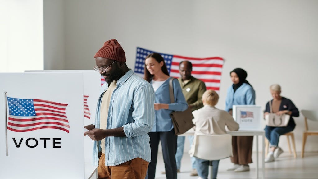 Voters stand in line ready to cast their ballots