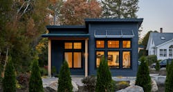 Exterior view of a finished factory-built home Exterior view of a finished factory-built home