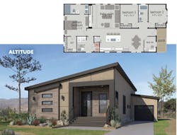 Front elevation and floor plan for Champion Homes Altitude model Front elevation and floor plan for Champion Homes Altitude model