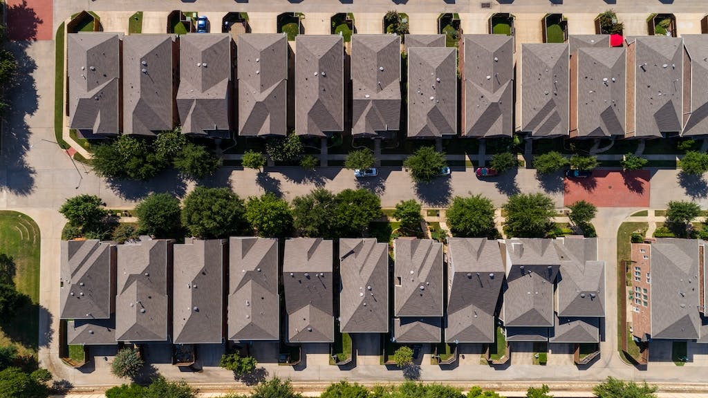 An aerial view of a high-density residential area