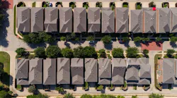 An aerial view of a high-density residential area