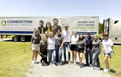 volunteered The team of volunteers that helped Habitat for Humanity renovate the home of an elderly couple in Tennessee. volunteered The team of volunteers that helped Habitat for Humanity renovate the home of an elderly couple in Tennessee.