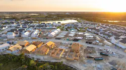 Aerial view of single-family community under construction