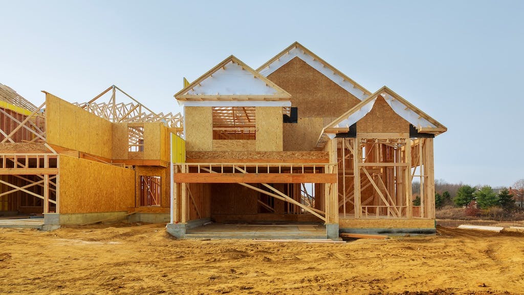 Framing completed for homes under construction