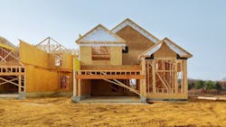 Framing completed for homes under construction Framing completed for homes under construction