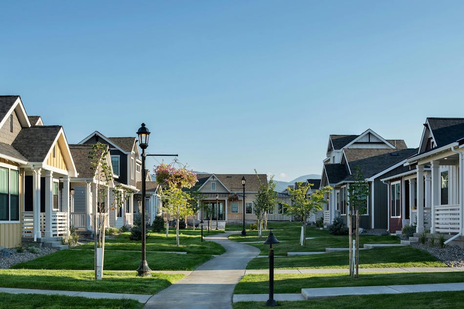 Common outdoor area and homes at The Cottages by Bridger Builders