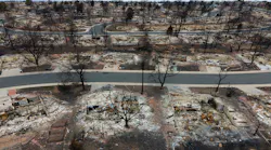 A residential area in the aftermath of a wildfire