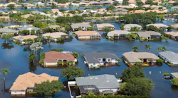 Homes experiencing flooding in the aftermath of a natural disaster