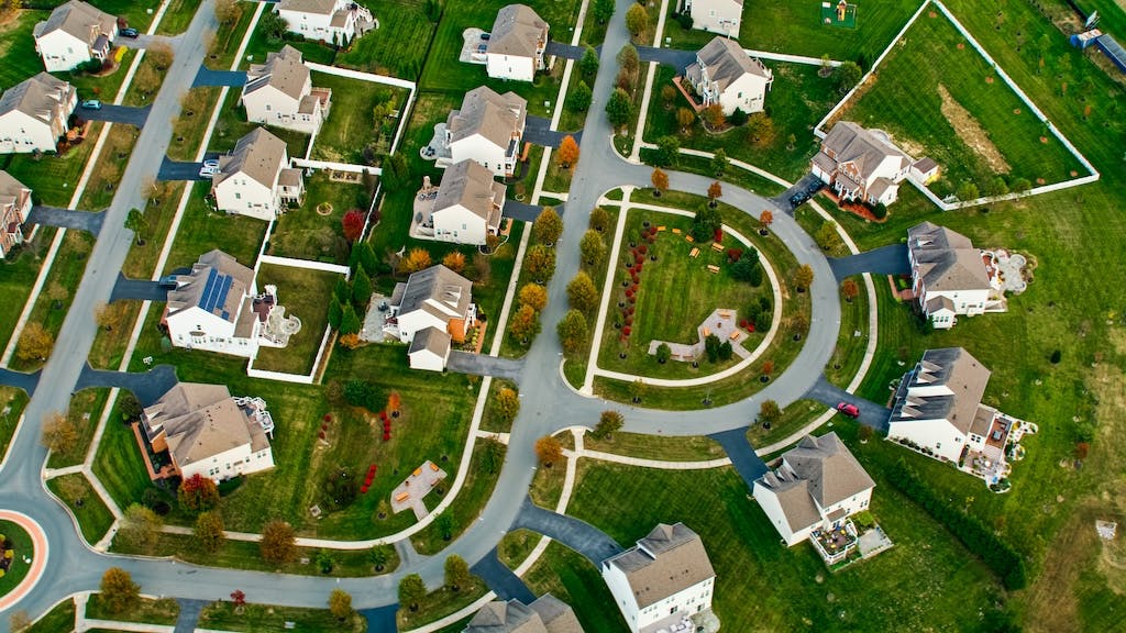 Aerial view of residential neighborhood