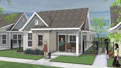 Front elevation of the Enclave Bungalow 2 designed by Larry W. Garnett. Front elevation of the Enclave Bungalow 2 designed by Larry W. Garnett.