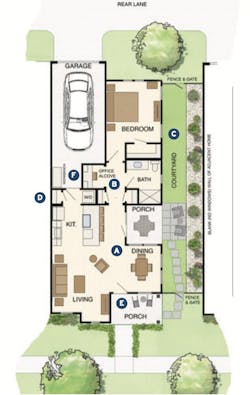 Floor plan for Enclave Bungalow 2 designed by Larry W. Garnett Floor plan for Enclave Bungalow 2 designed by Larry W. Garnett