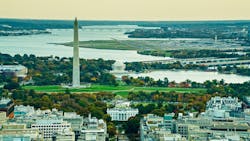 Aerial view of Washington, D.C., with Washington Monument Aerial view of Washington, D.C., with Washington Monument