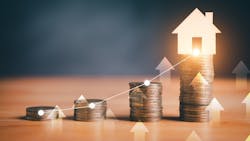 Stacks of coins in ascending order indicate home price growth Stacks of coins in ascending order indicate home price growth