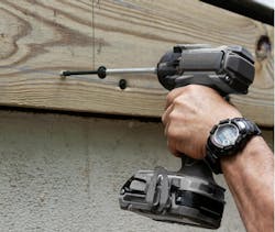 Contractor using drill to install SPAX(R) PowerLag Structural Screws Contractor using drill to install SPAX(R) PowerLag Structural Screws