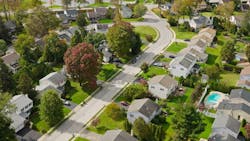 Aerial view of suburban homes Aerial view of suburban homes