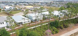 Aerial view of Innovation Way at Babcock Ranch, in Florida. Aerial view of Innovation Way at Babcock Ranch, in Florida.