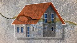 House image overlaid on crack in a concrete wall to represent distorted home price patterns House image overlaid on crack in a concrete wall to represent distorted home price patterns