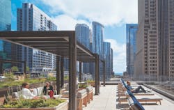 Rooftop lounge at the renovated Chicago Tribune building Rooftop lounge at the renovated Chicago Tribune building