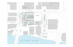 Site plan for adaptive reuse overhaul of the iconic Chicago Tribune building Site plan for adaptive reuse overhaul of the iconic Chicago Tribune building