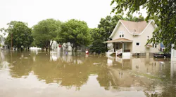 Suburban neighborhood during a flood