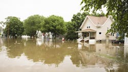 Suburban neighborhood during a flood Suburban neighborhood during a flood