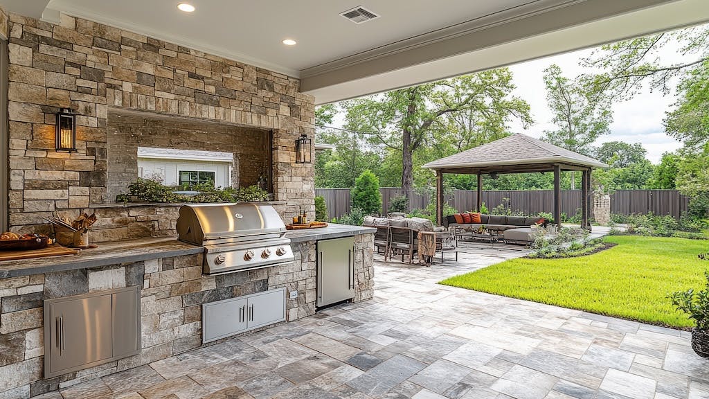 An outdoor kitchen space like this one will help boost a home's value.
