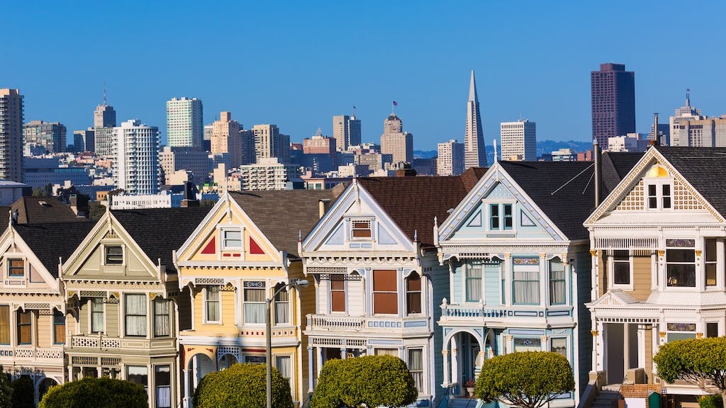 Row of historic homes in San Francisco, a city where homes are selling for far more than their asking price.