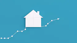 Home with chart and arrow showing an increase in prices