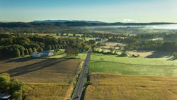 Aerial view of farm land in a rural county that is seeing its population decline. Aerial view of farm land in a rural county that is seeing its population decline.