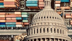 Shipping containers backdrop for U.S. Capitol as the Trump administration rolls out tariffs on imported goods. Shipping containers backdrop for U.S. Capitol as the Trump administration rolls out tariffs on imported goods.